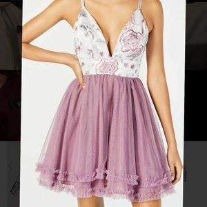 Floral purple sexy fit and flare dress
